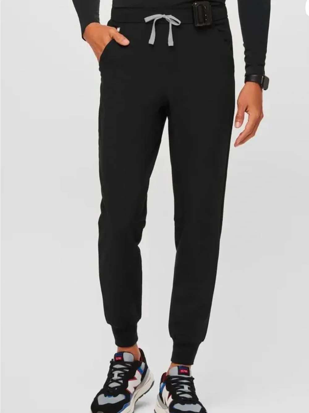 Figs Black Men's Technical Collection Jogger with Gray Drawstring L